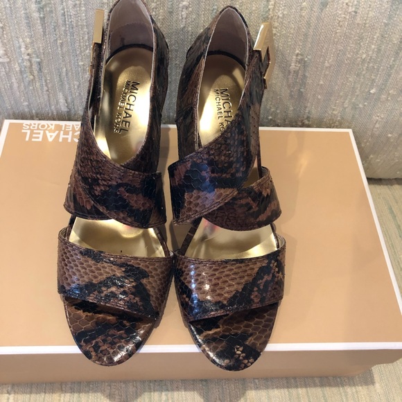 Michael Kors snakeskin wrap strap heels - Picture 2 of 4